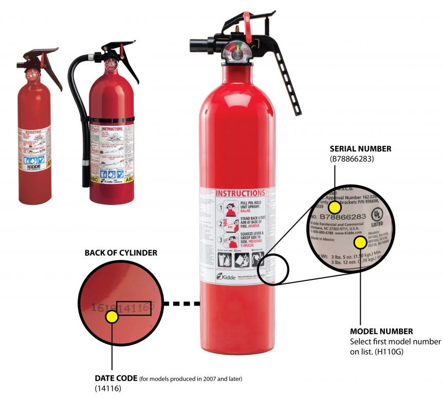 Kidde Fire Extinguisher with plastic handle - Recall